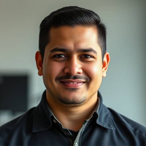 Professional portrait of Carlos Ramirez, a knowledgeable cybersecurity instructor at NovaTech Academy, with a serious but friendly expression.