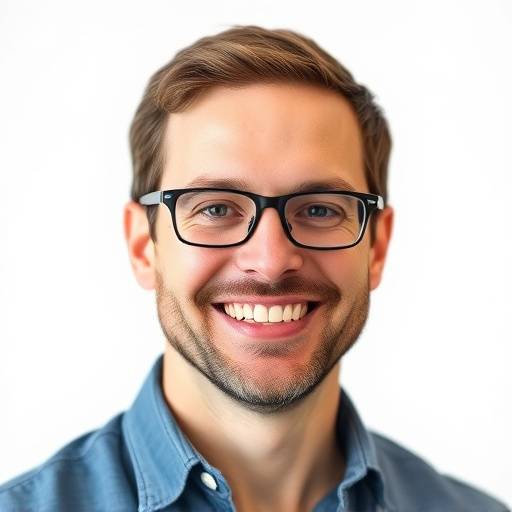 Smiling headshot of Ben Carter, a dedicated data science instructor at NovaTech Academy, wearing glasses and looking approachable.